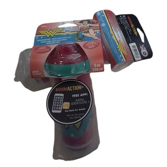DC Superhero Girls Comic Wonder Woman Retro Insulated Sippy Cup 2 Pk NWT - Picture 10 of 10